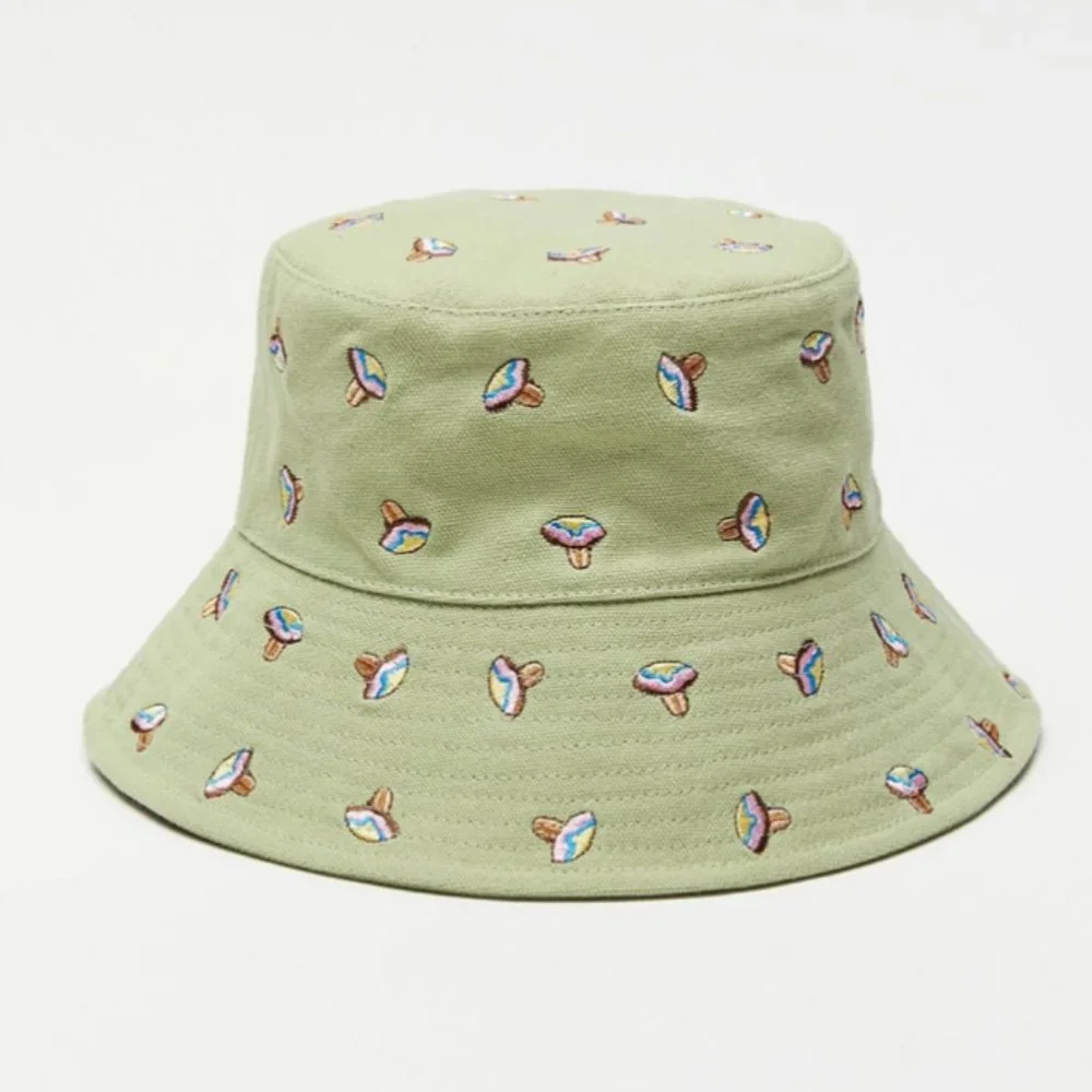 ⭐️ Embroidered Plant Mushroom Boho Peasant Hipster Hippie Art Street Bucket Hat